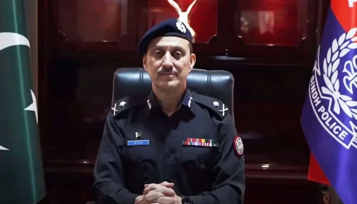 Additional IG Azad Khan poses for a photo at Karachi Police Office on January 2, 2026. — Screengrab via Facebook@KarachiPoliceOfficial