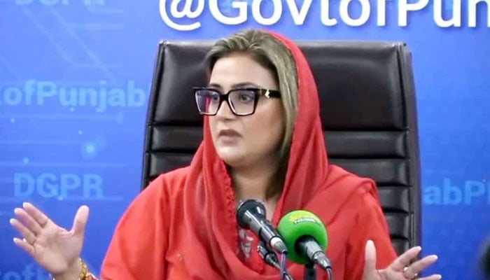 Minister for Information and Culture Punjab, Azma Bokhari addressing a press conference. — Radio Pakistan/File