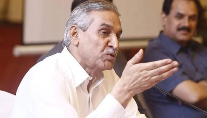 In-charge of the Peoples Labour Bureau Pakistan and member of the Central Executive Committee of Peoples Party Chaudhry Manzoor Ahmed while speaking in a meeting in this picture released on October 12, 2023. — Facebook/Ch Manzoor Ahmad