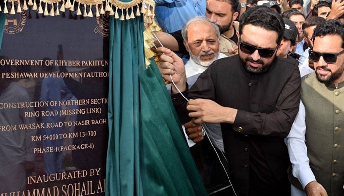 Chief Minister Muhammad Sohail Afridi inaugurates Package I of the Northern Section (missing link) of the Peshawar Ring Road, on May 1, 2026. — Facebook@ImMuhammadSohailAfridi