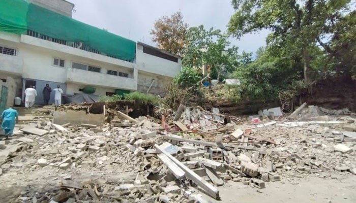 The image shows illegal structure razed in G6 area of Islamabad on April 27, 2026. — Facebook@cda.isb.pk