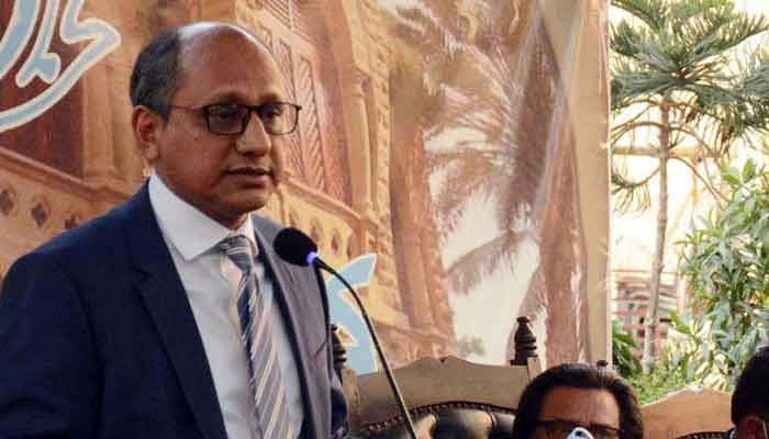 Sindh Minister for Labour, Human Resources and Social Protection Saeed Ghani addressing during a press conference at Karachi press club on Monday, January 25, 2021. — PPI/File