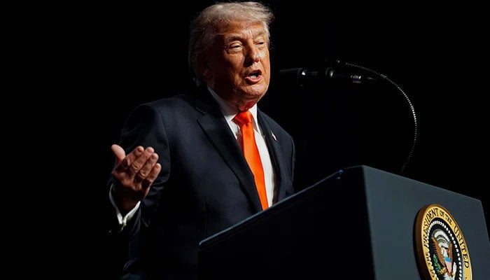 US President Donald Trump speaks during an event at the Raymond F. Kravis Center for the Performing Arts in West Palm Beach, Florida, US, May 1, 2026. — Reuters
