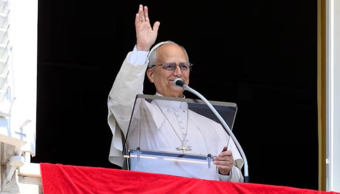 Pope Leo XIV leads the Angelus prayer from a window of the Apostolic Palace at the Vatican, May 3, 2026. — Reuters