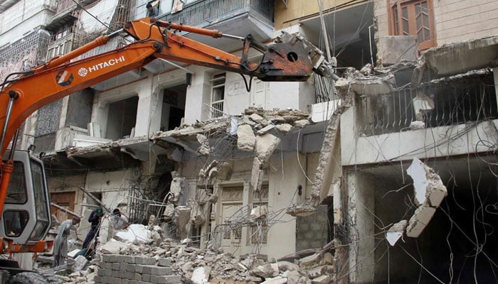 The representational image shows anti-encroachment operation underway. — Facebook@cda.isb.pk/File