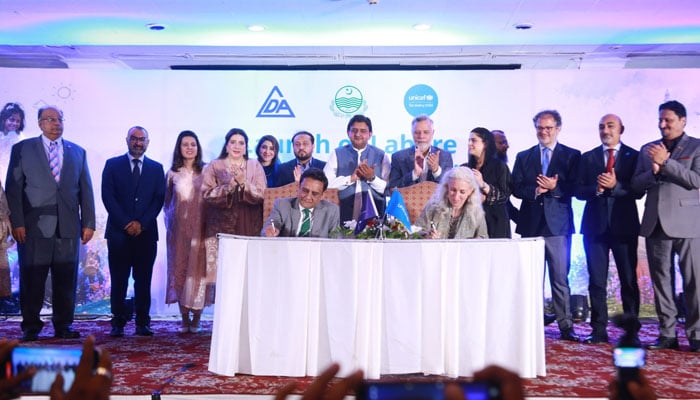 LDA DG Tahir Farooq and Unicef Pakistan Representative Pernille Ironside signed the MoU, on May 4, 2026. — Facebook@unicefpakistan