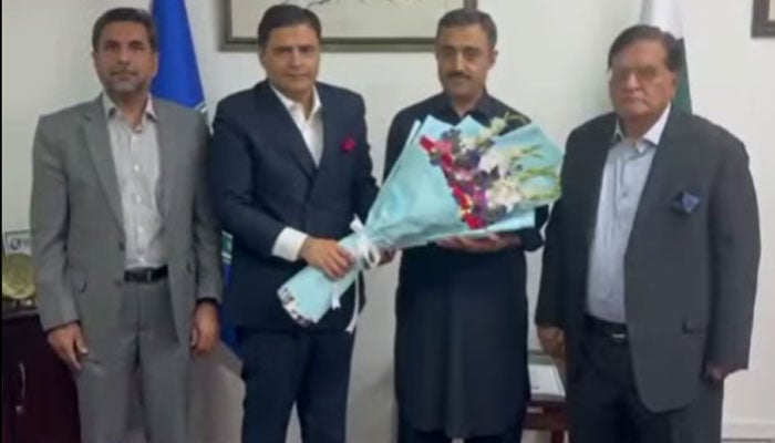 Ppatron-in-Chief of the Azerbaijan-Pakistan Joint Chamber of Commerce & Industry (APJCCI), Ahsan Zafar Bakhtawari, along with Secretary General of United Business Group (UBG) and Chairman APJCCI, Zafar Bakhtawari, called on the newly appointed Director General of the Trade Development Authority of Pakistan (TDAP), Abdul Salam Shah, in Islamabad,  on May 4, 2026. — Facebook@ahsanbakhtawariofficial/Screengrab