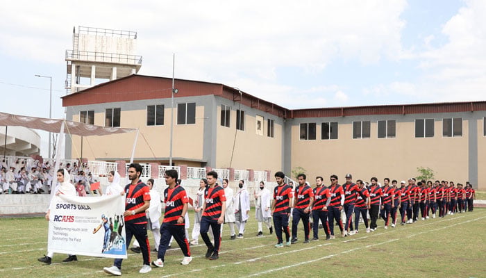 The image shows a glimpse from the fourth annual inter-college Sports Gala, organised under RMI Education at Rehman Medical Institute (RMI) on May 4, 2026. — Facebook@RMIEducation