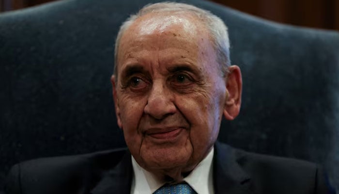 Lebanese Parliament Speaker Nabih Berri meets with Italian Prime Minister Giorgia Meloni (not seen) in Beirut, Lebanon, October 18, 2024.—Reuters
