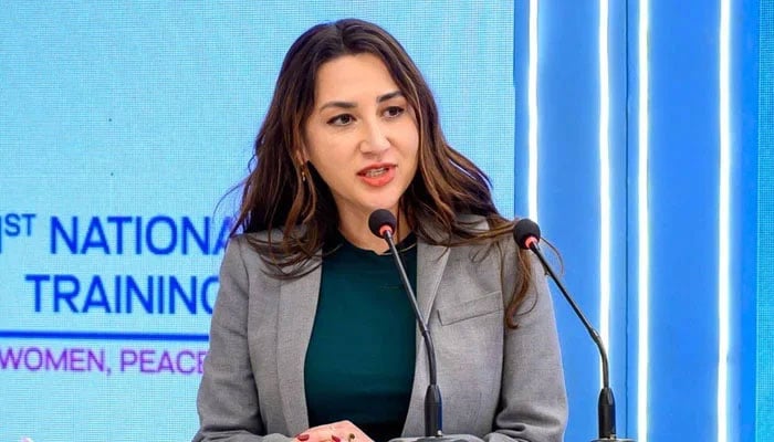 US Charge d’affaires Natalie A Baker speaking at a ceremony on November 29, 2024. — Facebook@USAIDPakistan