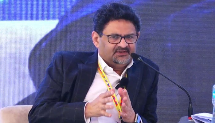 Former finance minister Miftah Ismail speaks during a session at the Karachi Literature Festival on February 7, 2026. — Screengrab via Facebook@KhiIsbLitFests