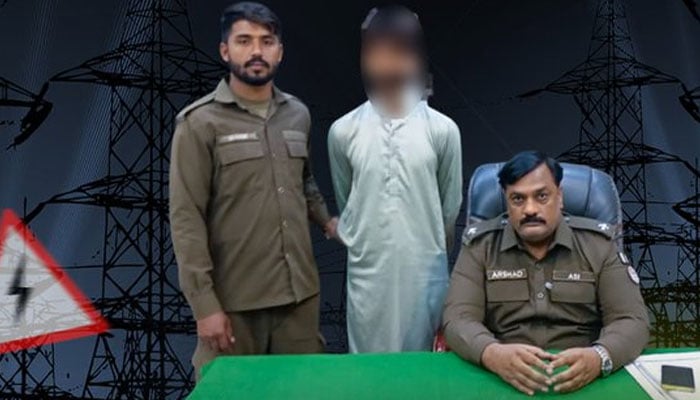The image shows a person in the Lahore police custody.  on May 5, 2026. — X@ccpolahore