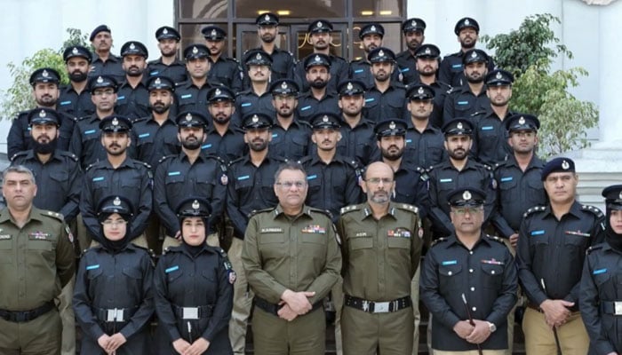 Punjab IGP Abdul Kareem is seen in a group photo with under-training Deputy Superintendents of Police (DSPs) of Balochistan Police at the Central Police Office,  on May 5, 2026. — X@OfficialDPRPP/Screengrab
