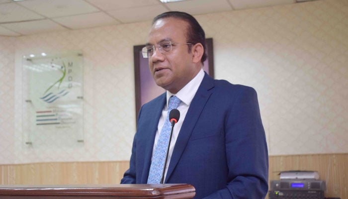 Secretary MPDD Iqbal Hussain addressing an event on February 26, 2026. — Facebook@mpdd.Punjab