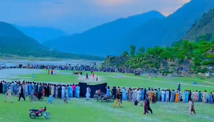 The image shows an overall view of the fans enjoying a cricket match, on May 4, 2026. — Facebook@Rabnawazyusafzi/Screengrab