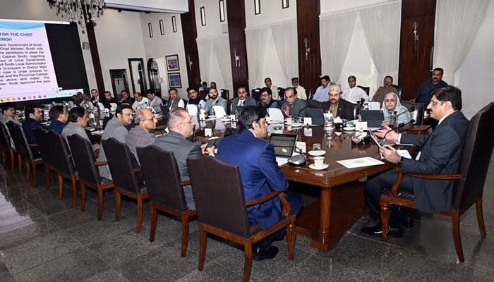 Sindh Chief Minister Syed Murad Ali Shah chairing a Cabinet meeting on May 5, 2026. — Facebook@SindhCMHouse