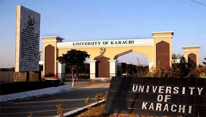 The Silver Jubilee gate of the University of Karachi. — Facebook/kutimes/File