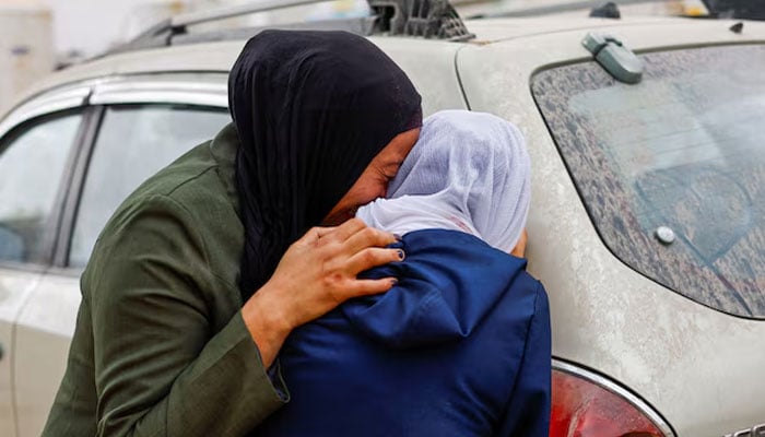 Mourners react during the funeral of Palestinian Mohammed Al-Ghandour, who was killed in an Israeli strike overnight, according to medics, at Al-Shifa Hospital in Gaza City, May 5, 2026.—Reuters