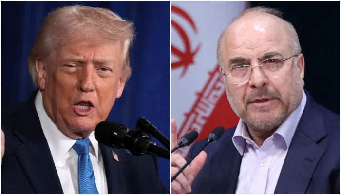 This collage shows US President Donald Trump (left) and Iranian Parliament Speaker Mohammad Bagher Ghalibaf. — Reuters/File