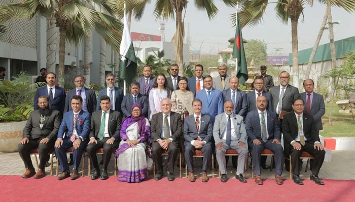 A delegation of Senior Civil Officers of Bangladesh is seen at the National Institute of Public Administration, Karachi, Pakistan on May 4, 2026. — Facebook@DrSyedSaif
