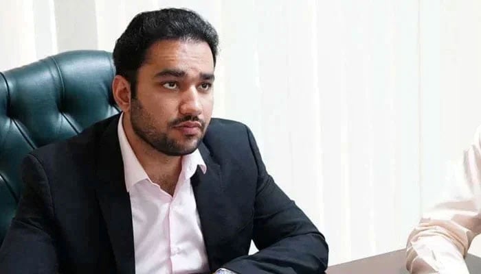 Punjab Minister for Energy, Youth Affairs and Sports Malik Faisal Ayub Khokhar looks on during a meeting on March 18, 2024. — Facebook@mpafaisal161