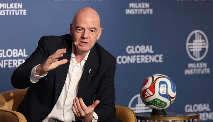 FIFA President Gianni Infantino defends ticketing policies for the World Cup at the Milken Institute Conference in Beverly Hills. —AFP