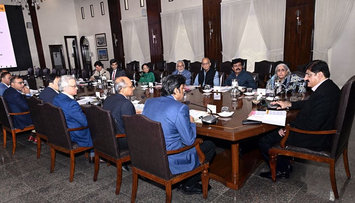 Sindh Chief Minister Syed Murad Ali Shah presides over the 3rd Board meeting of the Sindh Social Protection Authority (SSPA) at CM House on May 6, 2026. — Facebook@SindhCMHouse