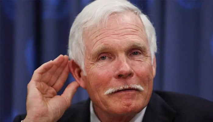 Ted Turner, Chairman of Turner Enterprises and the UN Foundation, listens to a question during a news conference on April 1, 2008 at the United Nations in New York. — AFP/File