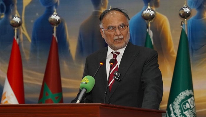 Federal Minister for Planning and Development Ahsan Iqbal addressing the closing session of the International Narowal Peace Dialogue 2026 on May 6, 2026. — Facebook@PlanComPakistan