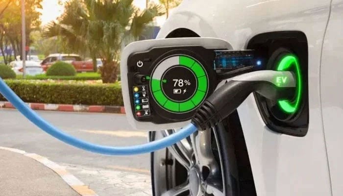 The first charging station has been set up in the capital at the Pakistan State Oil (PSO), F-7 Markaz by Barqtron Energy Company. — APP