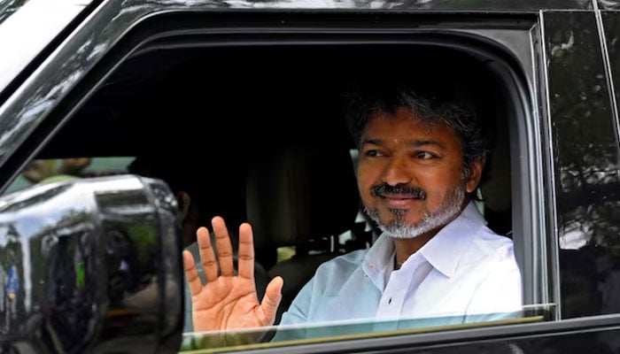 Actor-turned-politician Vijay, president of Tamilaga Vettri Kazhagam (TVK), waves as he arrives at his party’s office, a day after the Tamil Nadu assembly election results, in Chennai, India, May 5, 2026.—Reuters