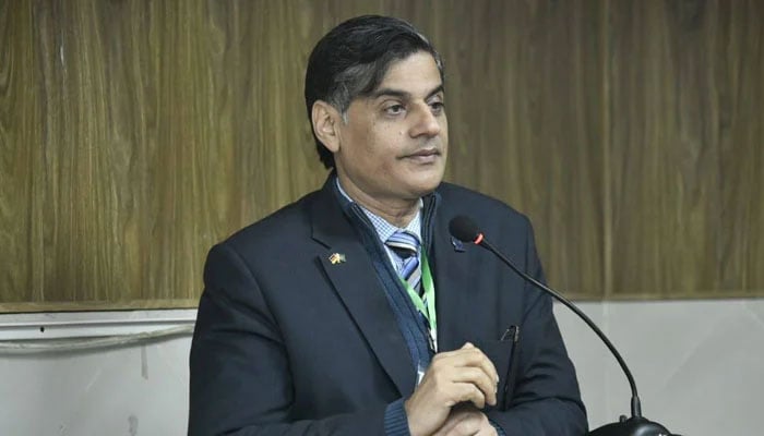 Principal Post Graduate Medical Institute (PGMI) Prof Dr Farooq Afzal addresses an event on December 11, 2025. — Facebook@amcpgmi