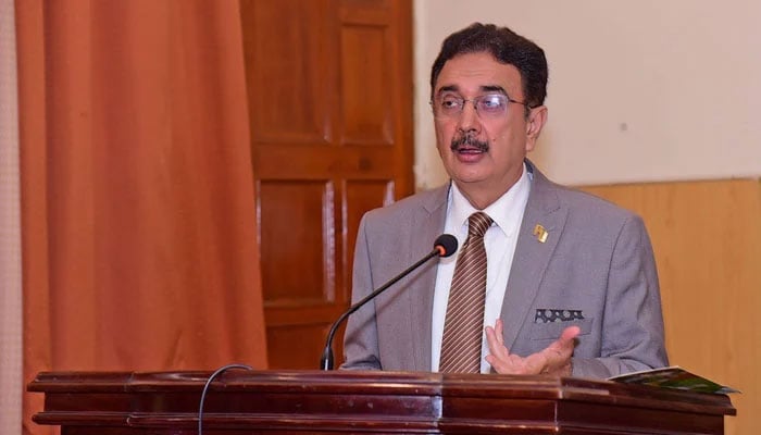 Punjab University VC Prof Dr M Ali addresses a seminar at Punjab University on February 17, 2026. — Facebook@UniversityOfThePunjab.Official