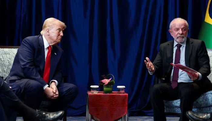 US President Donald Trump listens to former Brazilian President Luiz Inacio Lula da Silva speak, Malaysia, October 26, 2025. —Reuters