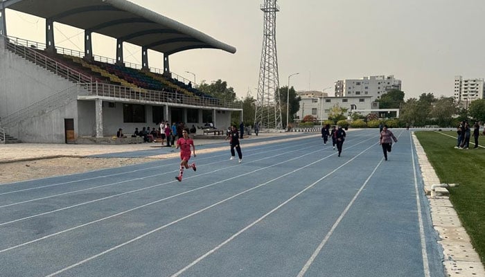 The image shows athletes giving trials in Hyderabad.  — Facebook@LokSahaita/File
