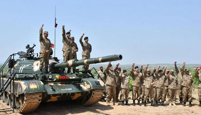 Field Marshal Syed Asim Munir visits Tilla Field Firing Ranges near Jhelum on Wednesday, August 30, 2023. — ISPR