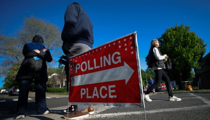 This image was taken on April 21, 2026, in Arlington, Virginia, at a polling location at Washington-Liberty High School. — AFP/File