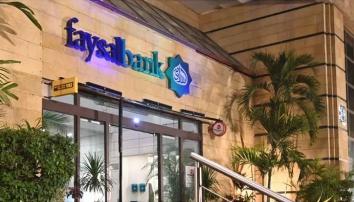 An undated image of the entrance of a Faysal Bank branch. — Faysal Bank website/File