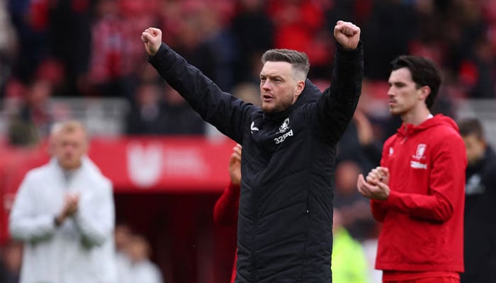 Middlesbrough manager Kim Hellberg reacts after the match. —AFP