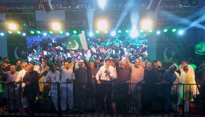 Sindh Chief Minister Syed Murad Ali Shah addressing a public rally on May 9, 2026. — Facebook@pppdigital.org.pk/Screengrab