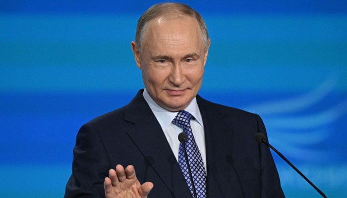 Russias President Vladimir Putin delivers a speech during a ceremony to present the all-Russian municipal award Service in Moscow, Russia, April 21, 2025. — Reuters