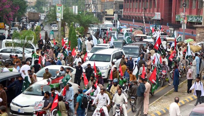 Activists of PPP hold a rally in connection with Marka-e-Haq celebrations at Murree road on May 11, 2026. — Online