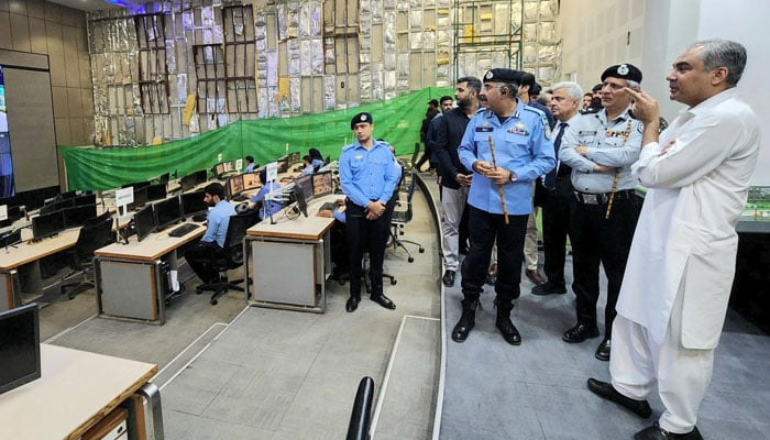 Federal Interior Minister Mohsin Naqvi visits the Safe City Headquarters on May 11, 2026. —Facebook@Ministry of Interior GoP