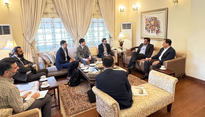 Chief Secretary Sindh Asif Hyder Shah, in a meeting with a high-level Asian Development Bank mission led by Deputy Country Director Hussain Haider in Karachi on May 12, 2026. — Facebook@OfficialGoS