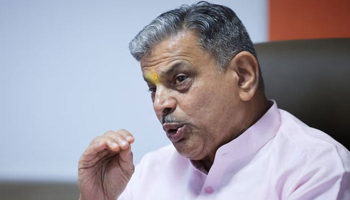 Dattatreya Hosabale, general secretary of the Rashtriya Swayamsevak Sangh (RSS), speaks to journalists during a briefing with foreign media at the RSS office in New Delhi, India, May 12, 2026.—Reuters