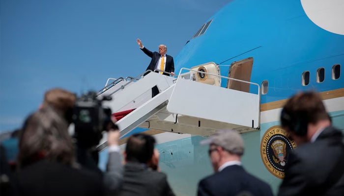 US President Donald Trump boards Air Force One as he travels to China, at Joint Base Andrews, Maryland, US, May 12, 2026.—Reuters