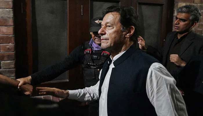 Former prime minister and founder chairman of Pakistan Tehreek-e-Insaf, Imran Khan, appearing at the Lahore High Court on March 17, 2023. — AFP