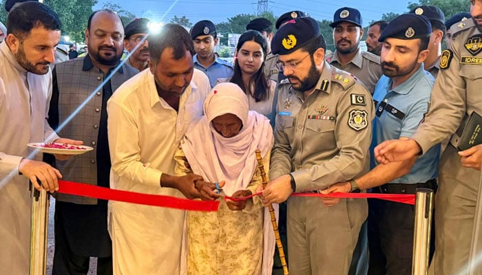 The mother of the national hero and martyred police officer, Liaqat Ali, inaugurates a newly-established waiting hall at the Islamabad Traffic Police (ITP) Headquarters on May 13, 2026. —Facebook@islamabadpolice