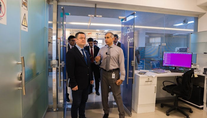 Ambassador Alisher Tukhtaev (left) during a visit to the Al-Shifa Trust Eye Hospital on May 12, 2026. — Facebook@alshifaeyerwp