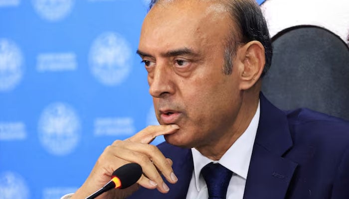 Jameel Ahmad, Governor of the State Bank of Pakistan (SBP), addresses a press conference announcing the interest rate policy decision, in Karachi, Pakistan July 30, 2025. — Reuters